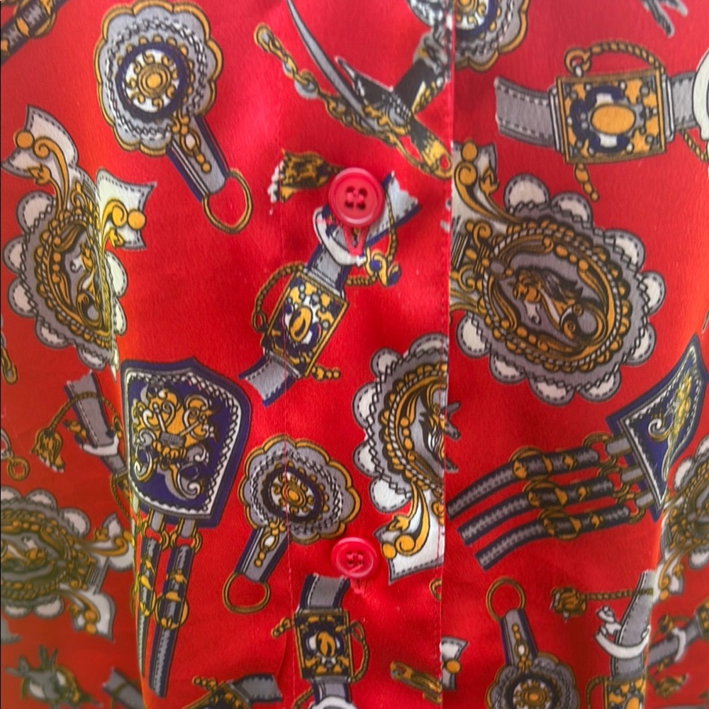 Vintage Red Patterned Blouse - image 6